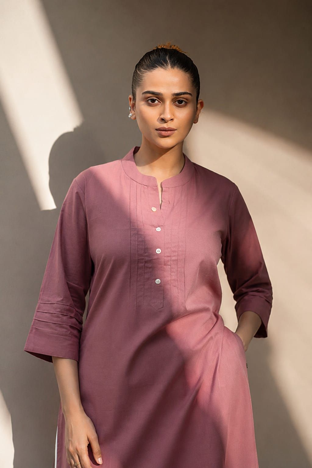B.Pink Cotton Flex Straight Kurta, view 2