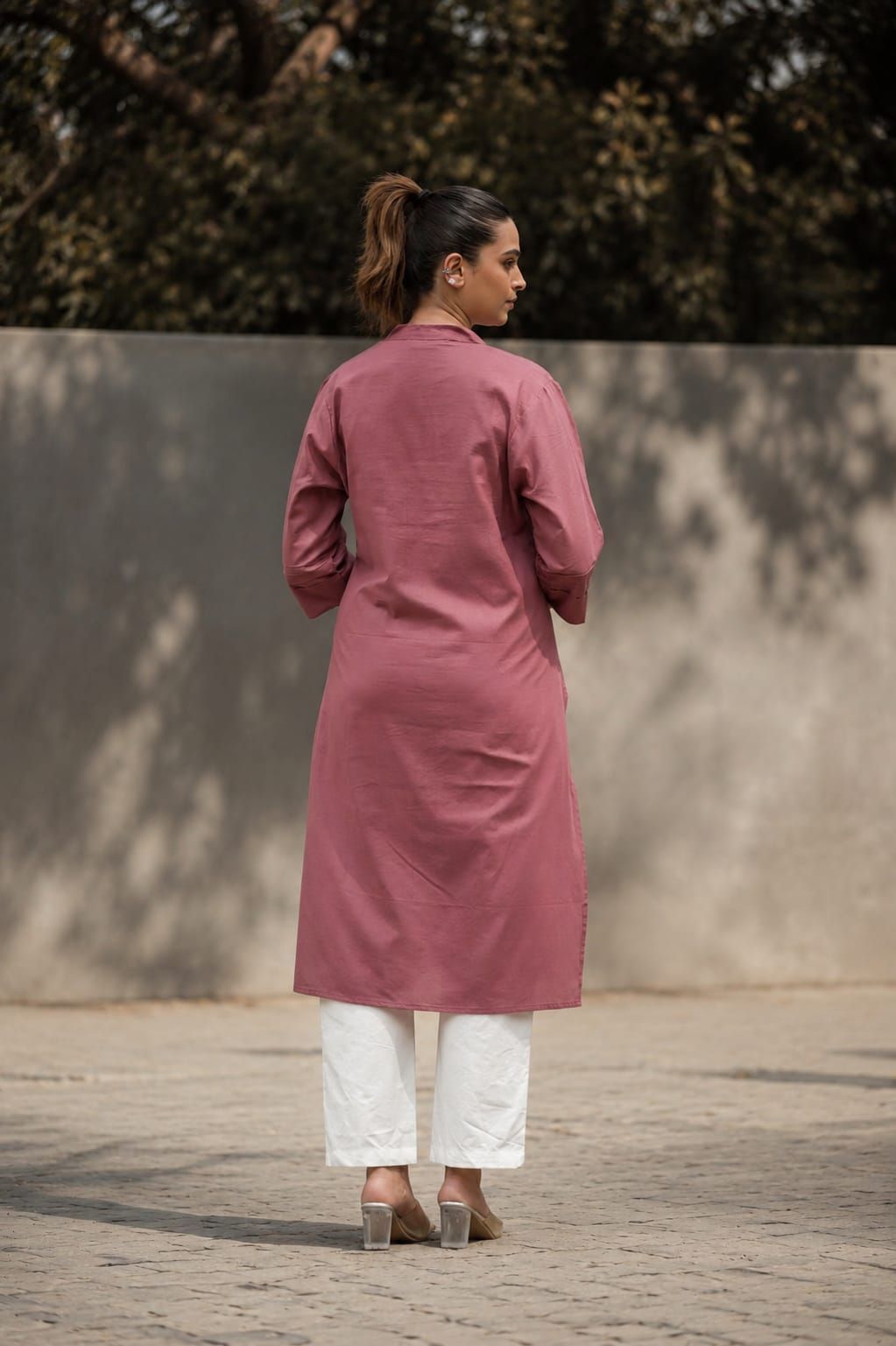 B.Pink Cotton Flex Straight Kurta, view 5