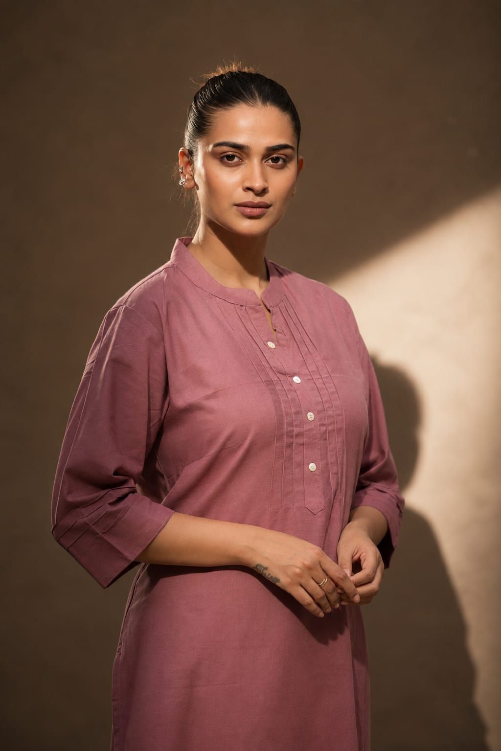 B.Pink Cotton Flex Straight Kurta, view 6