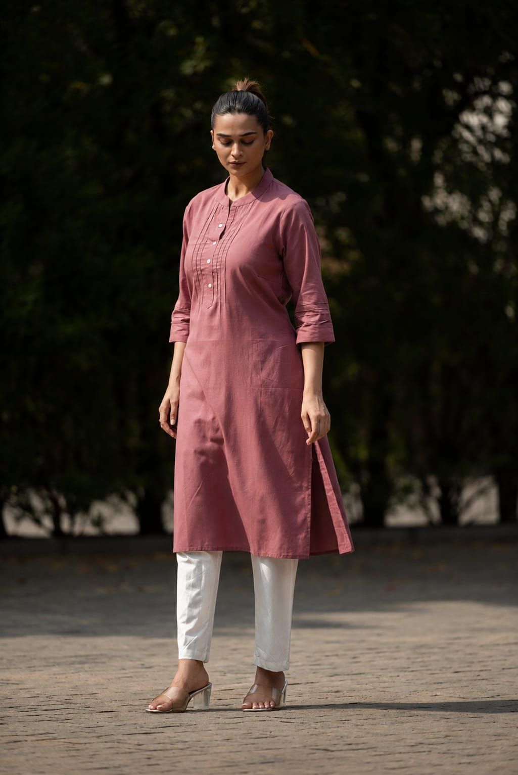 B.Pink Cotton Flex Straight Kurta, view 7