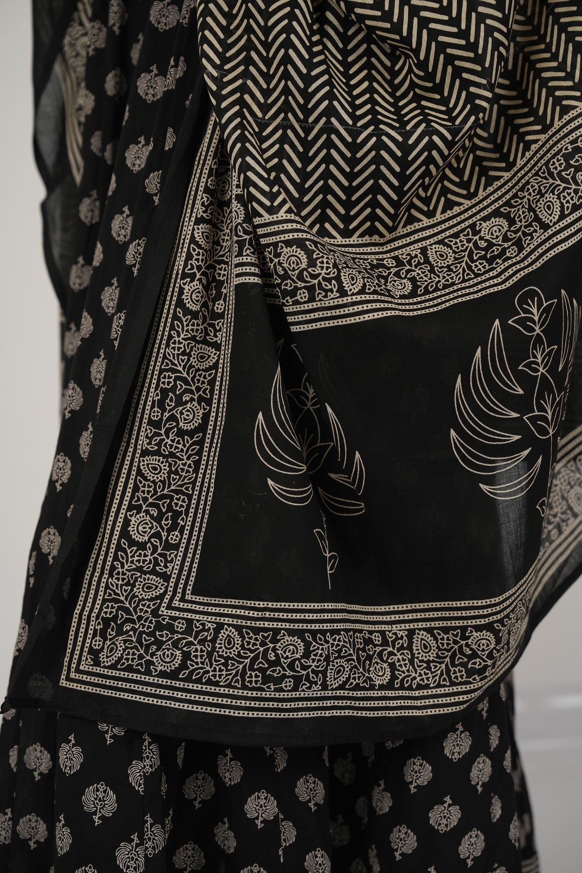 Black Printed Anarkali Kurta Set with Dupatta
