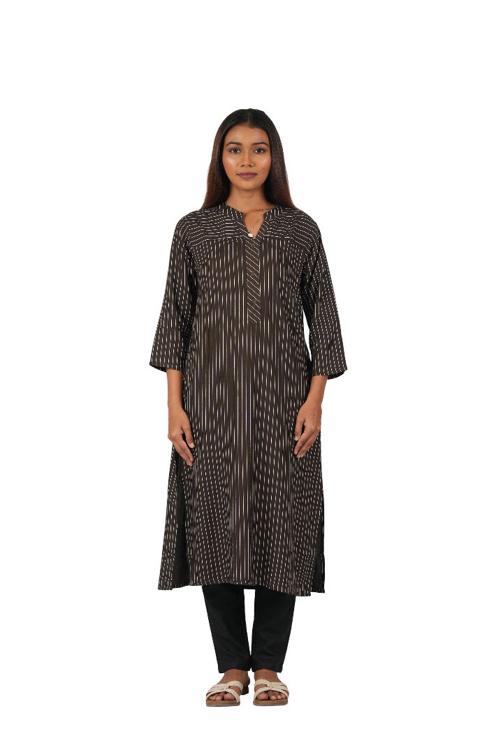 Grey Stripe Relaxed Kurta