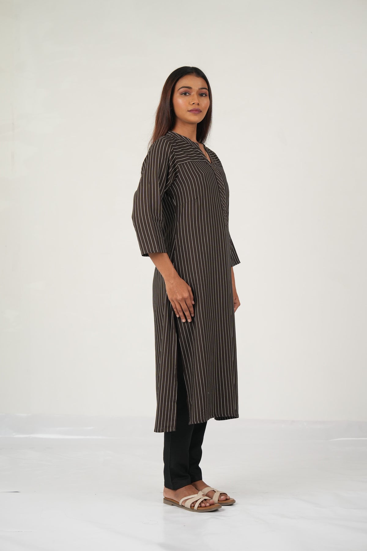 Grey Stripe Relaxed Kurta