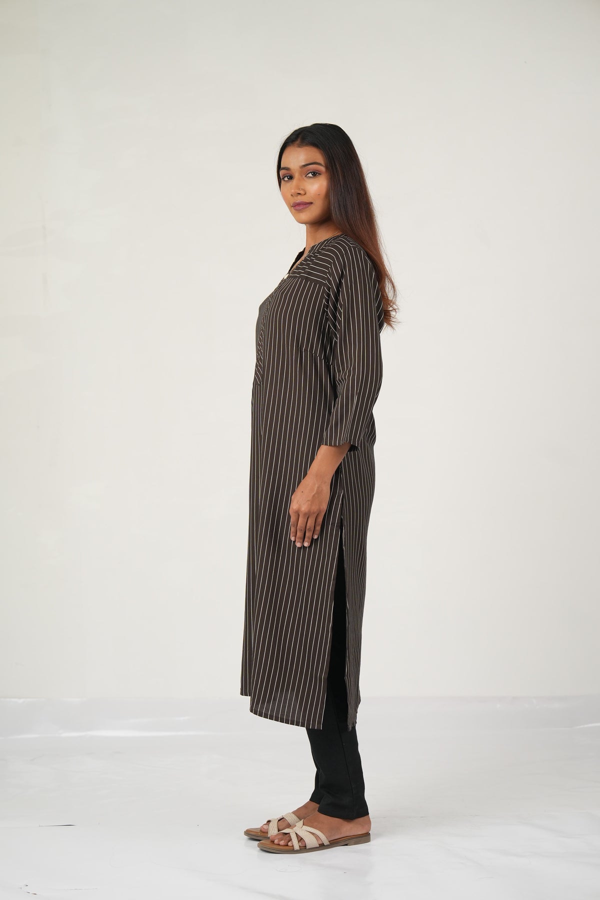 Grey Stripe Relaxed Kurta