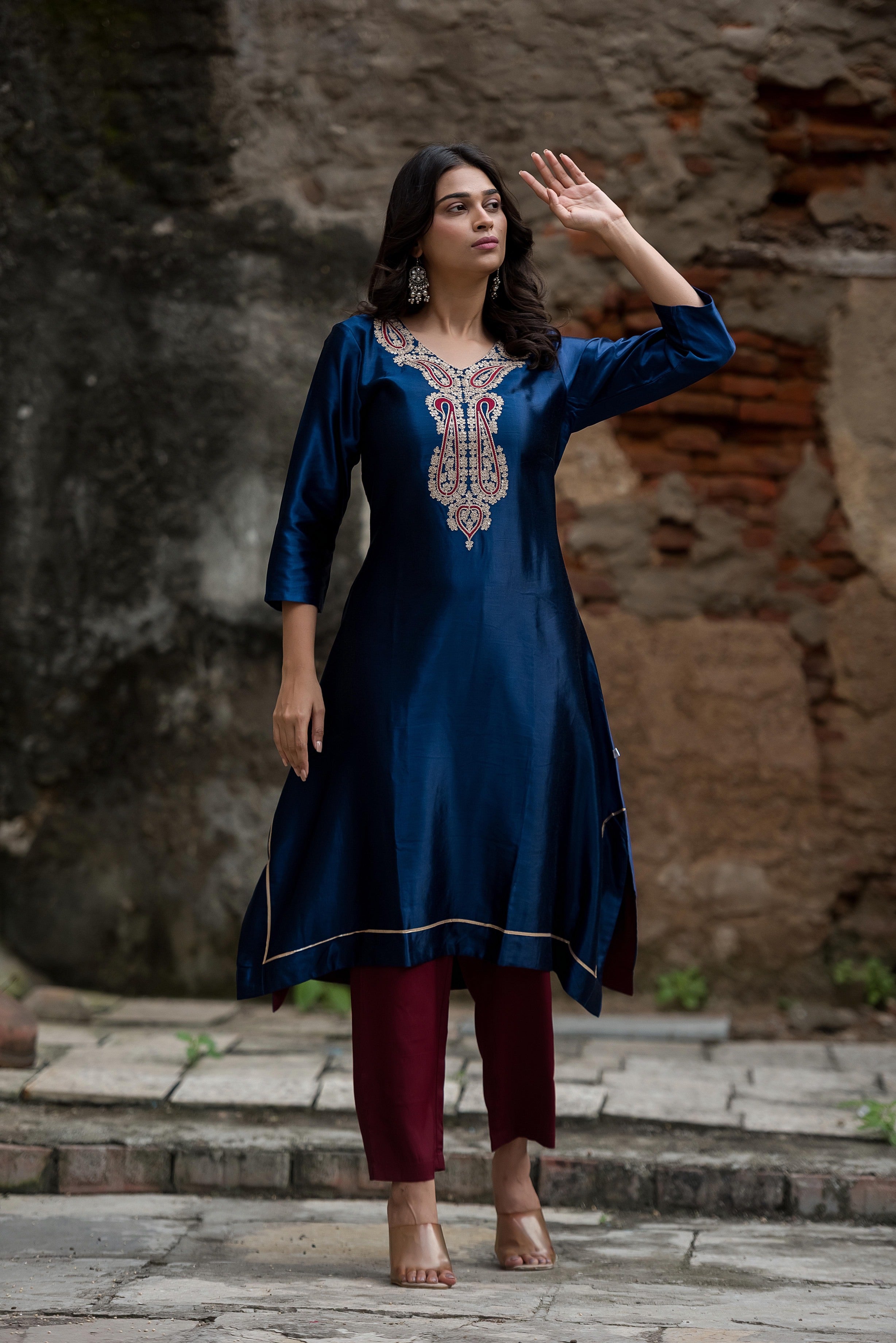 Midnight Blue Embroidered Kurta Set