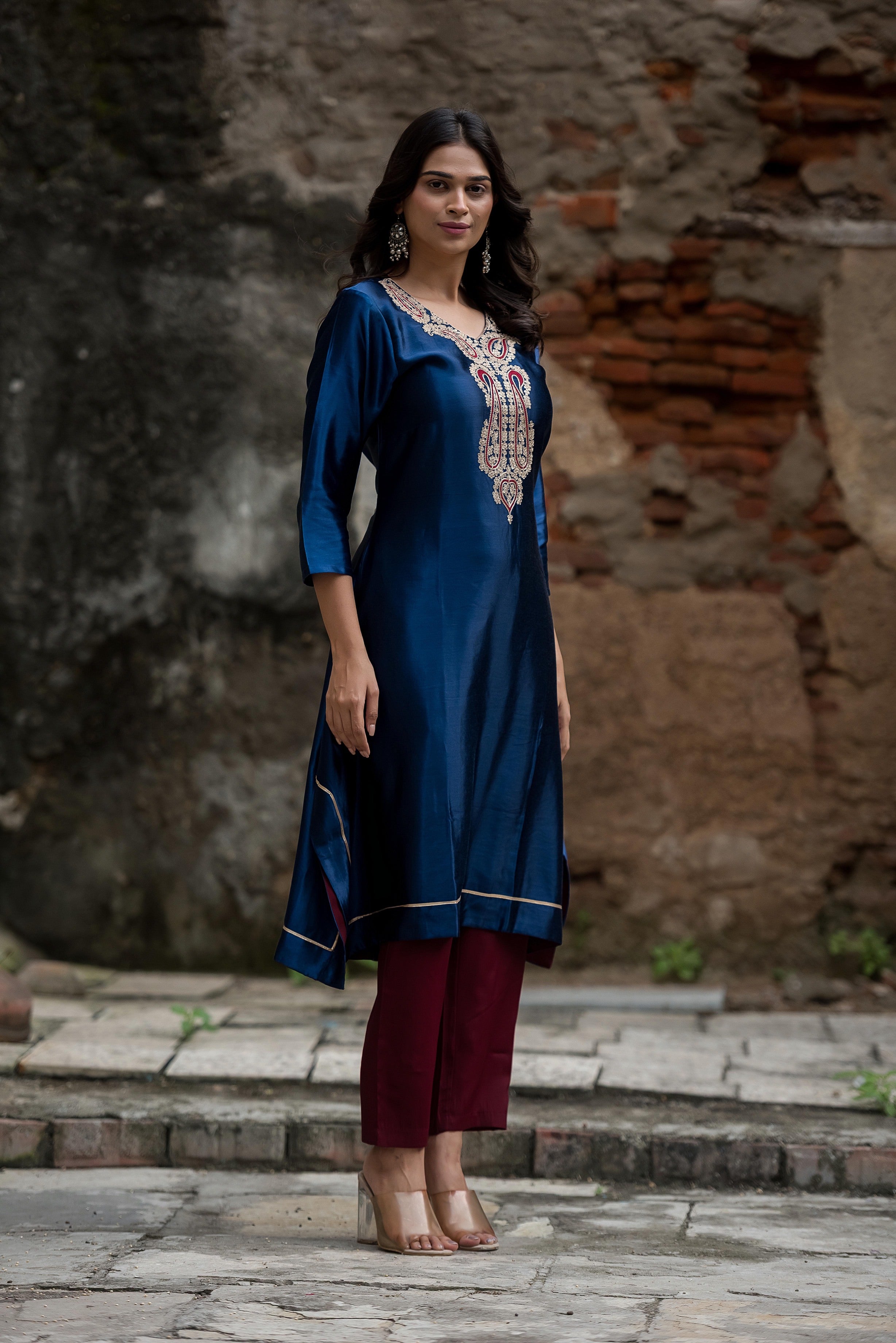 Midnight Blue Embroidered Kurta Set