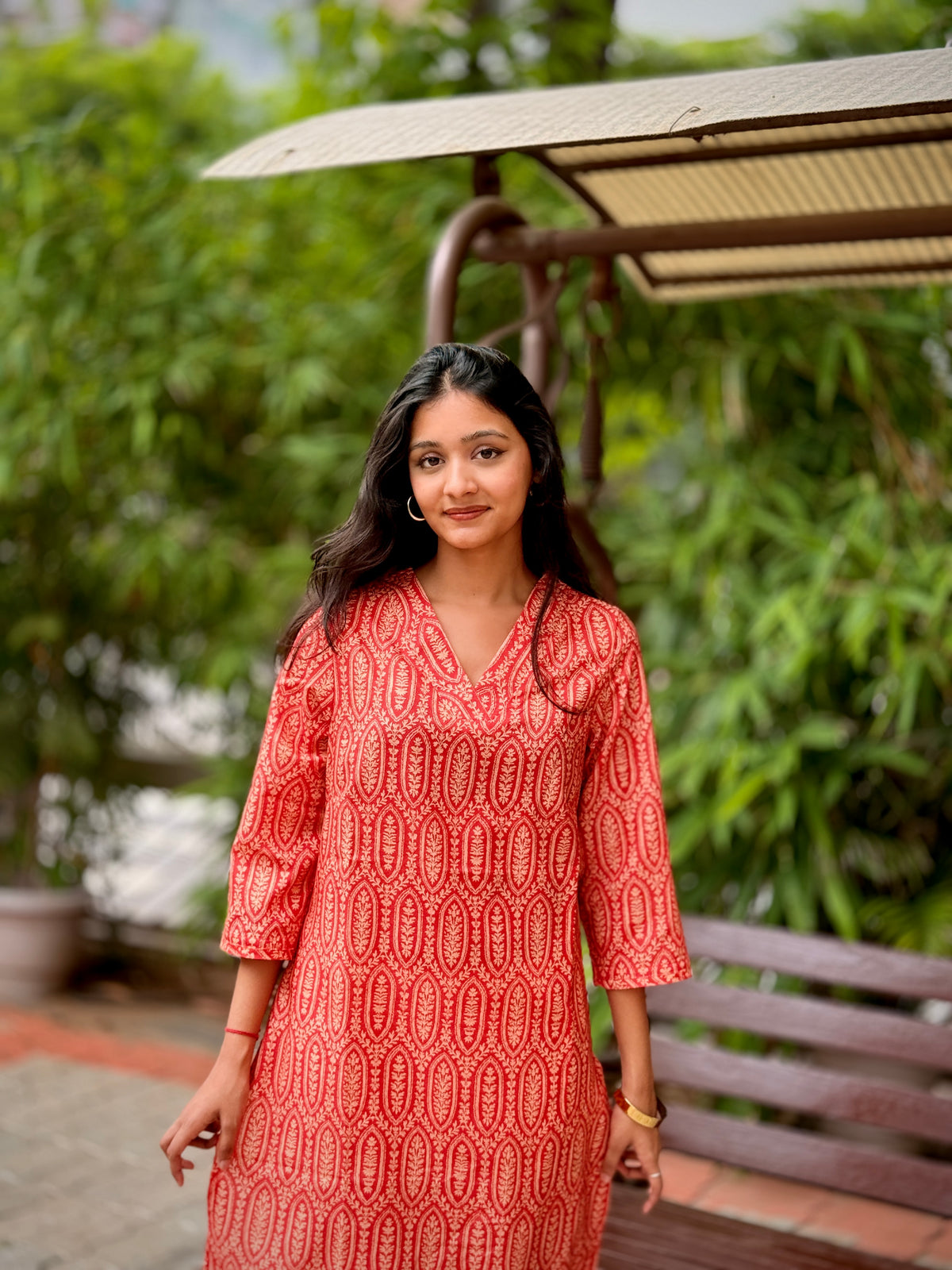 Rustic Orange Paisley Printed Kurti