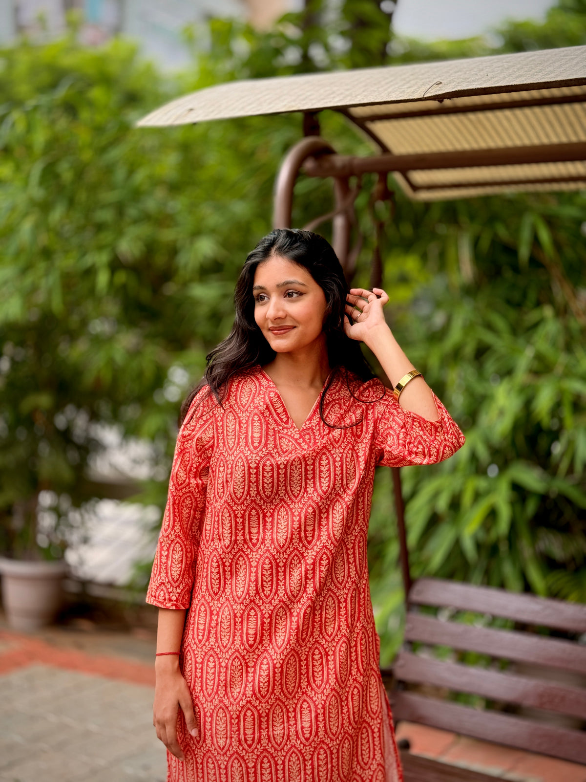 Rustic Orange Paisley Printed Kurti