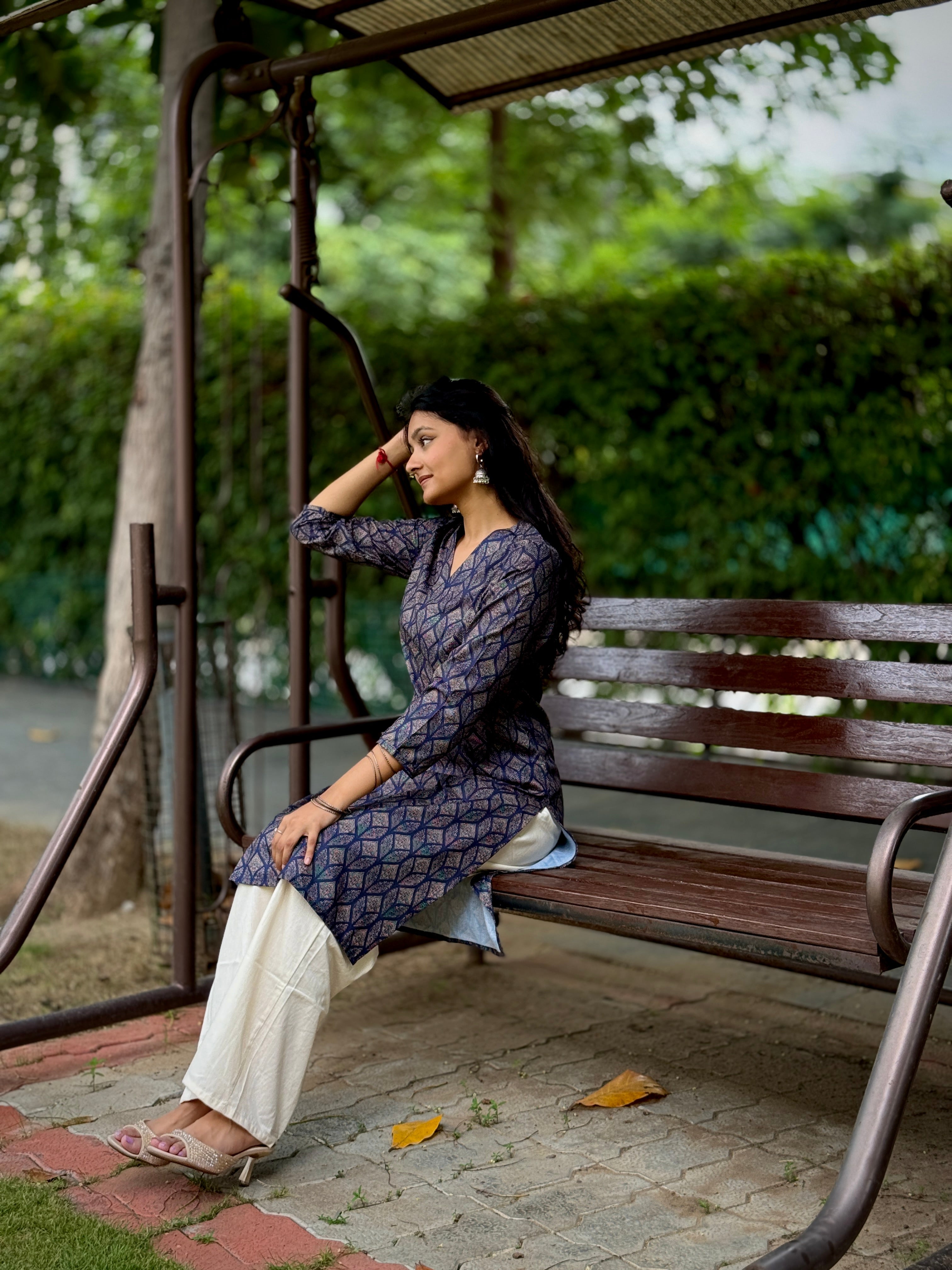 Indigo Bloom Printed Kurta