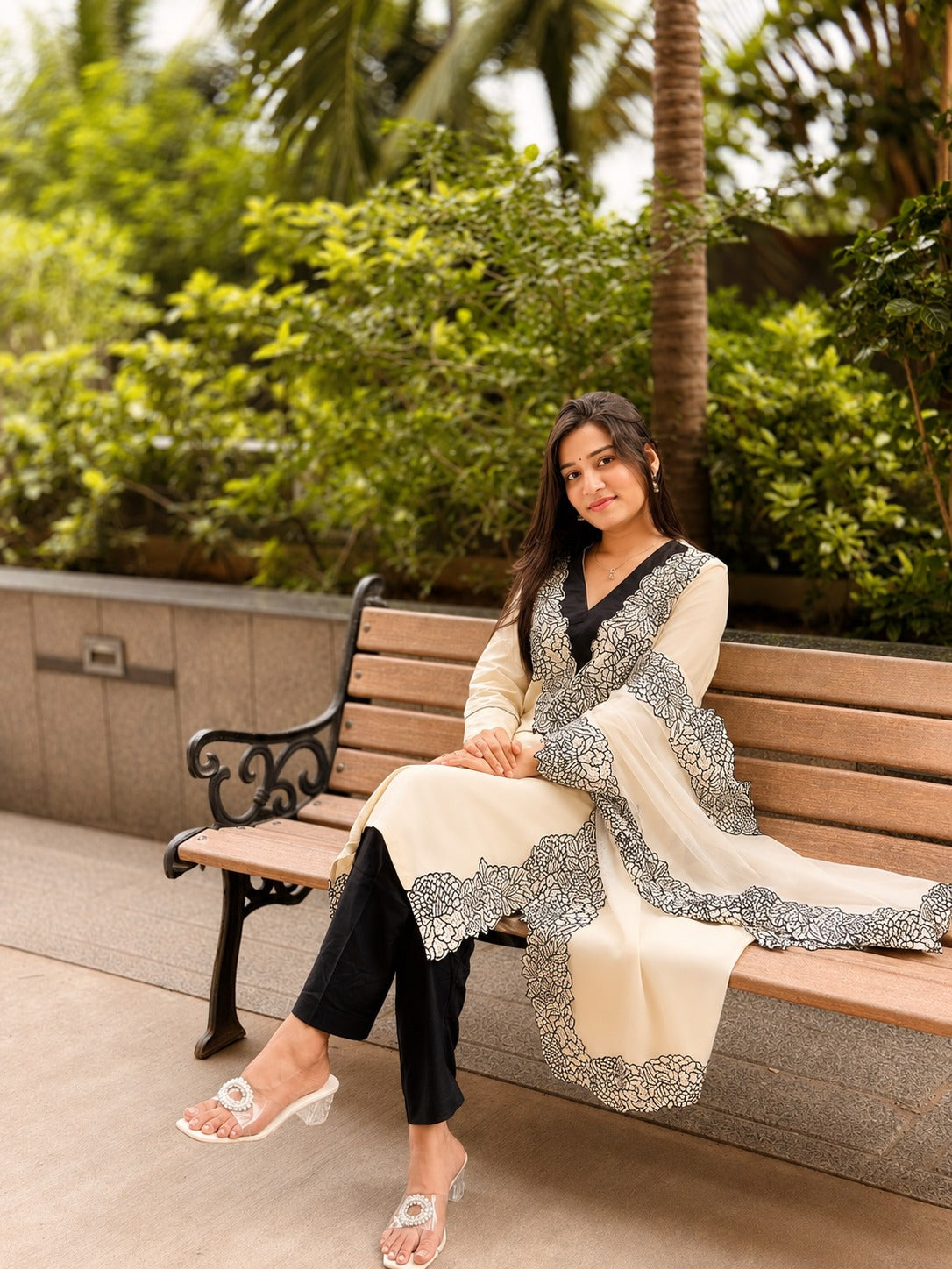 Floral Appliqué Embroidered Kurta Set with Dupatta